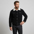 Cordjacke für Herren im Herbst als Übergangsjacke mit Teddyfutter Schwarz 4