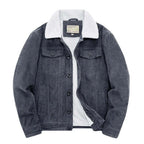 Cordjacke für Herren im Herbst als Übergangsjacke mit Teddyfutter Grau 6
