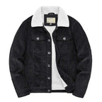 Cordjacke für Herren im Herbst als Übergangsjacke mit Teddyfutter Schwarz 8