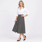 Cordrock für Damen im High-Waist-Schnitt aus Feincord mit Knopfleiste Grau 11