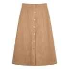 Cordrock für Damen im High-Waist-Schnitt aus Feincord mit Knopfleiste Beige 4