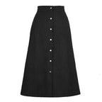 Cordrock für Damen im High-Waist-Schnitt aus Feincord mit Knopfleiste Schwarz 7
