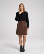 Cordrock für Damen in A-Linie aus Cord mit Knöpfen im Herbst-Look Braun 1