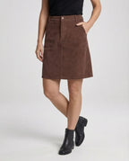 Cordrock für Damen in A-Linie aus Cord mit Knöpfen im Herbst-Look Braun 2