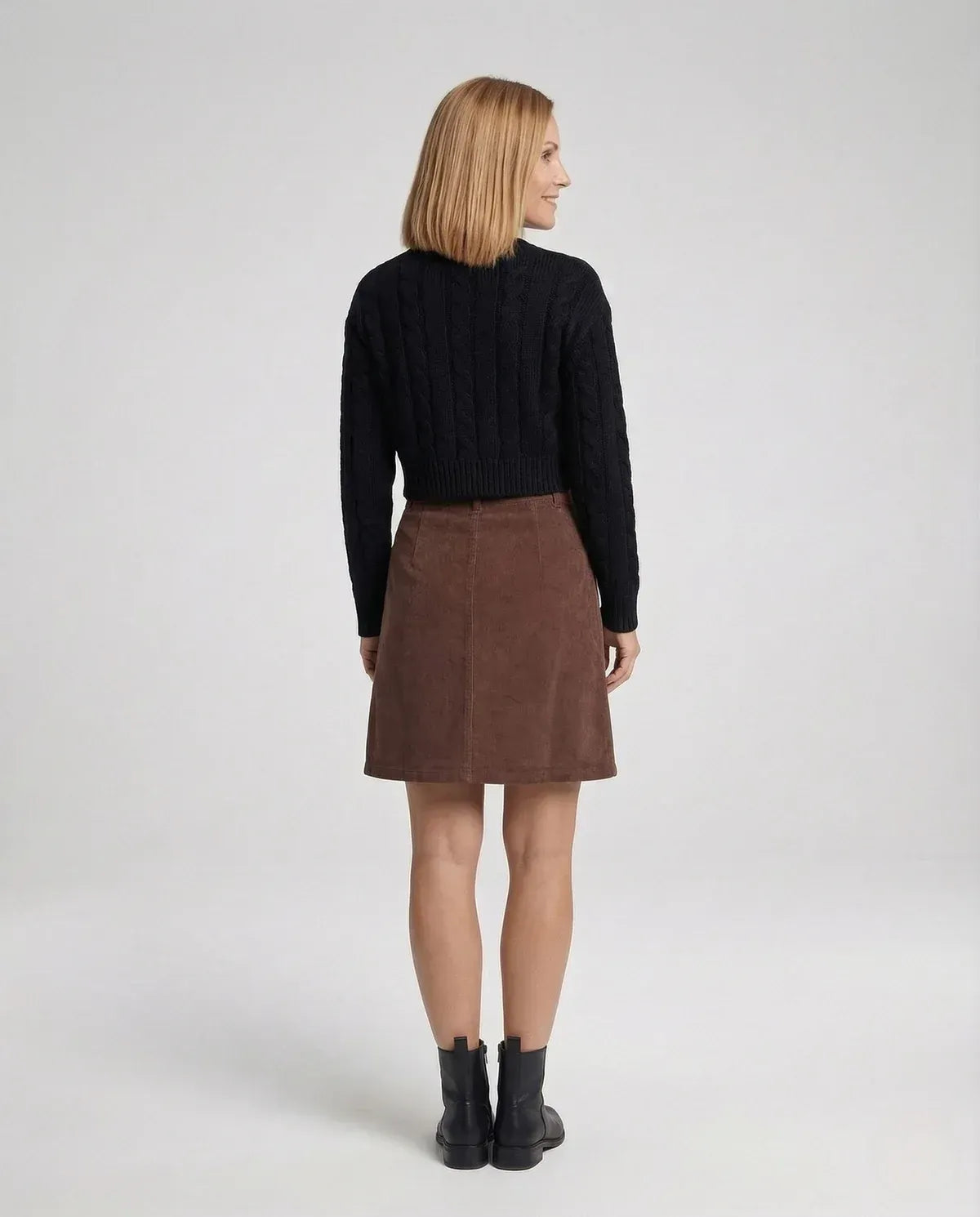 Cordrock für Damen in A-Linie aus Cord mit Knöpfen im Herbst-Look Braun 3