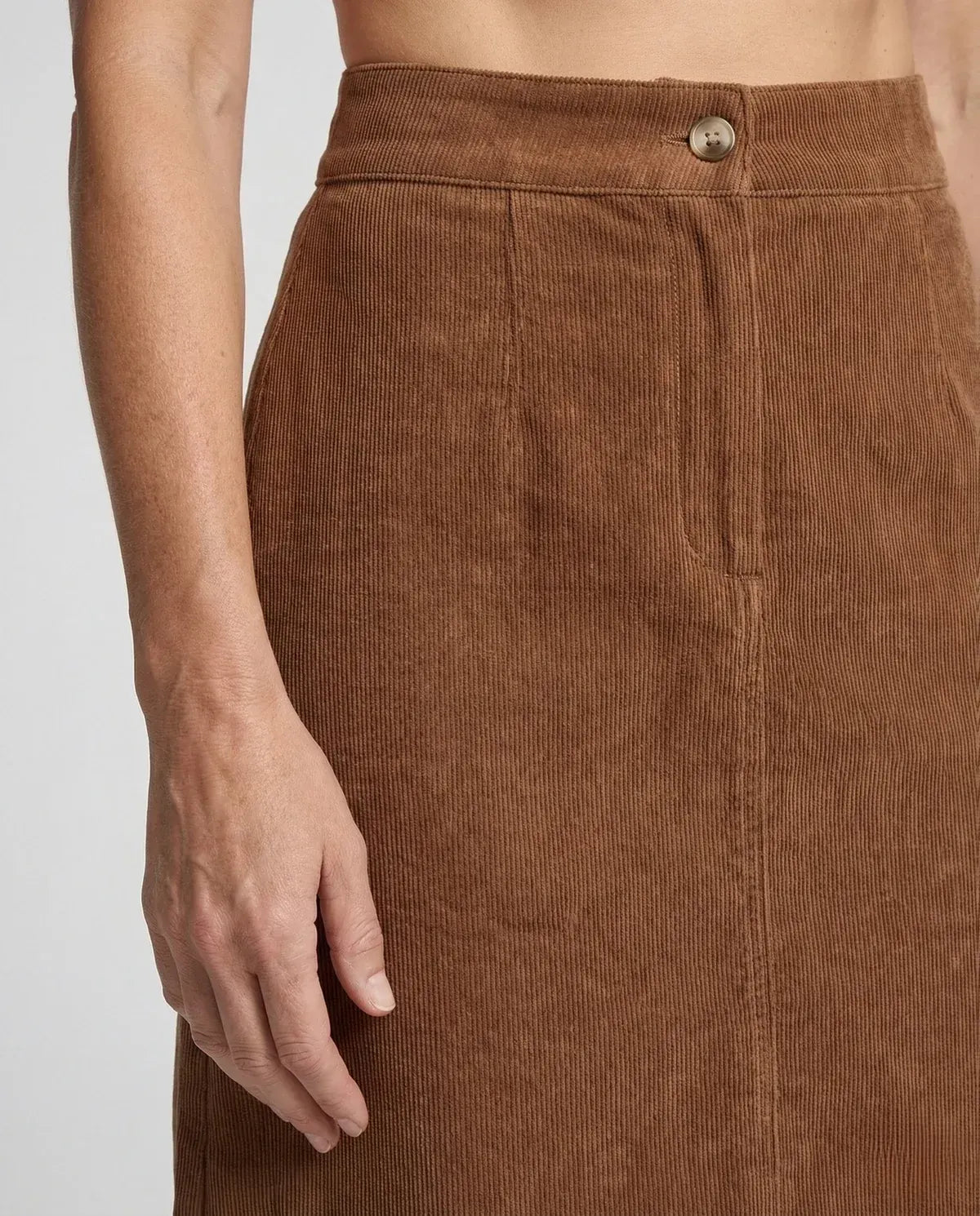 Cordrock für Damen in A-Linie aus Cord mit Knöpfen im Herbst-Look Braun 4