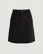 Cordrock für Damen in A-Linie aus Cord mit Knöpfen im Herbst-Look Schwarz 5