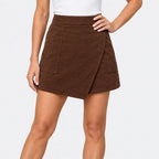 Cordrock für Damen mit hohem Bund aus Feincord mit Taschen Braun 1