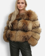 Flauschige Kurzjacke in Braun für Damen