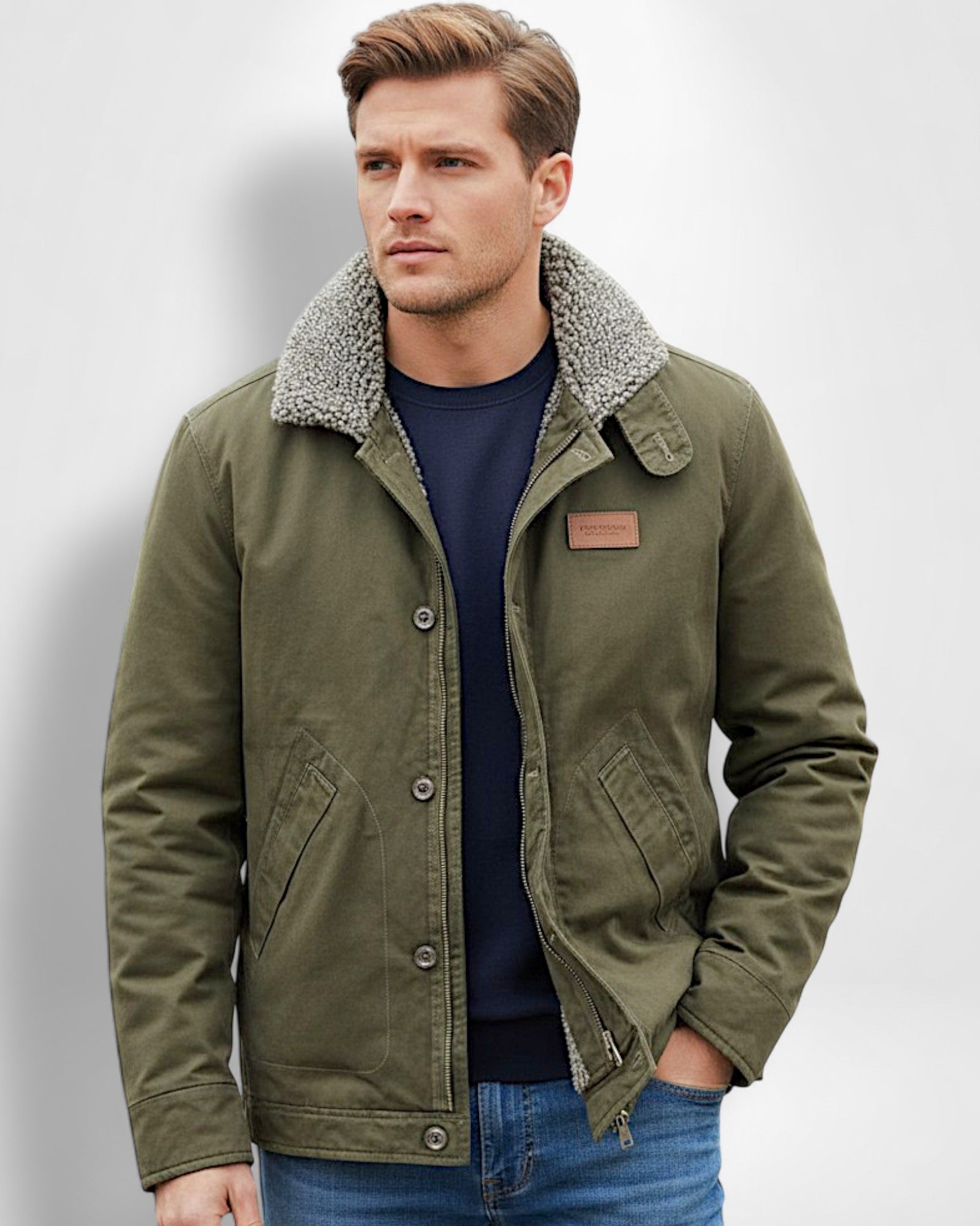 Feldjacke mit weichem Hemdkragen für Herren