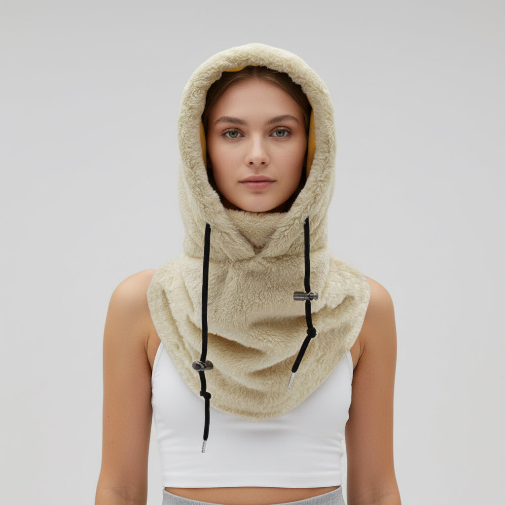 Winter Sturmhaube mit Kapuze und Nackenschutz aus Fleece