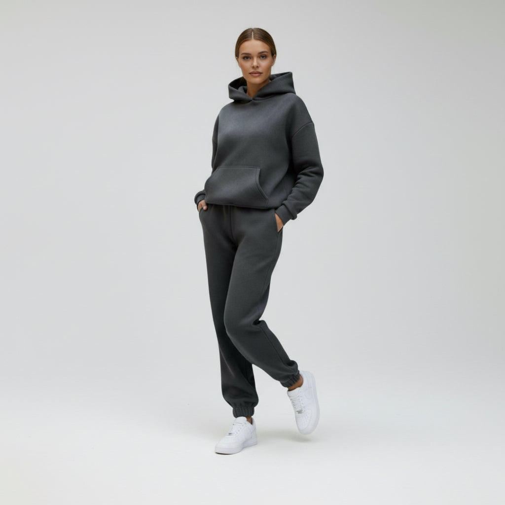 Oversized Loungewear Set für Damen mit Kapuzen Sweatshirt und Jogginghose