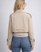 Klassischer kurzer Trenchcoat für Damen mit zweireihigem Design
