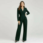 Eleganter Jumpsuit für Damen mit Wickeloptik und langen Ärmeln