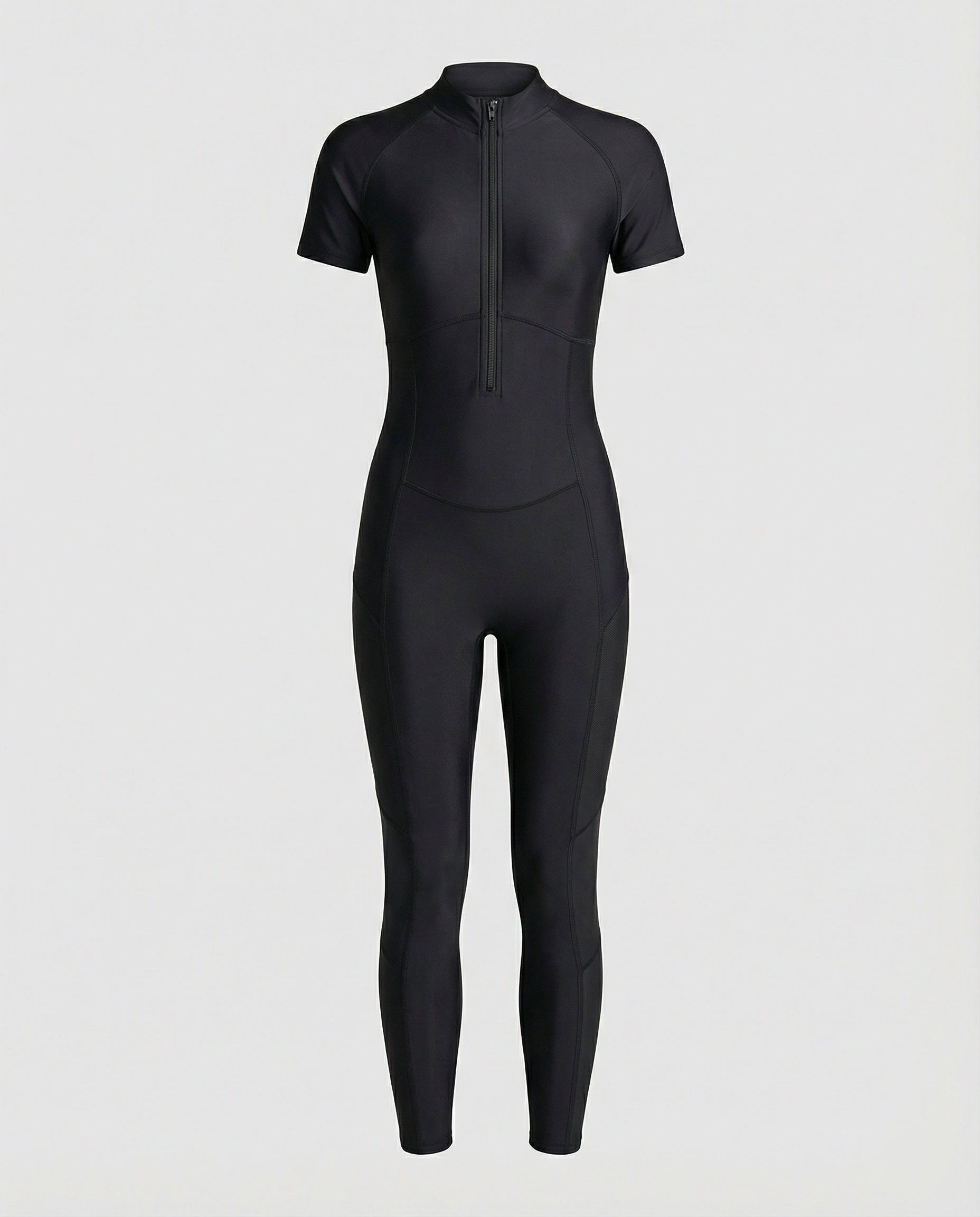 Bodycon Catsuit mit Reißverschluss und kurzem Arm