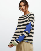 Buntes Langarm-Sweatshirt für Damen mit Applikationen