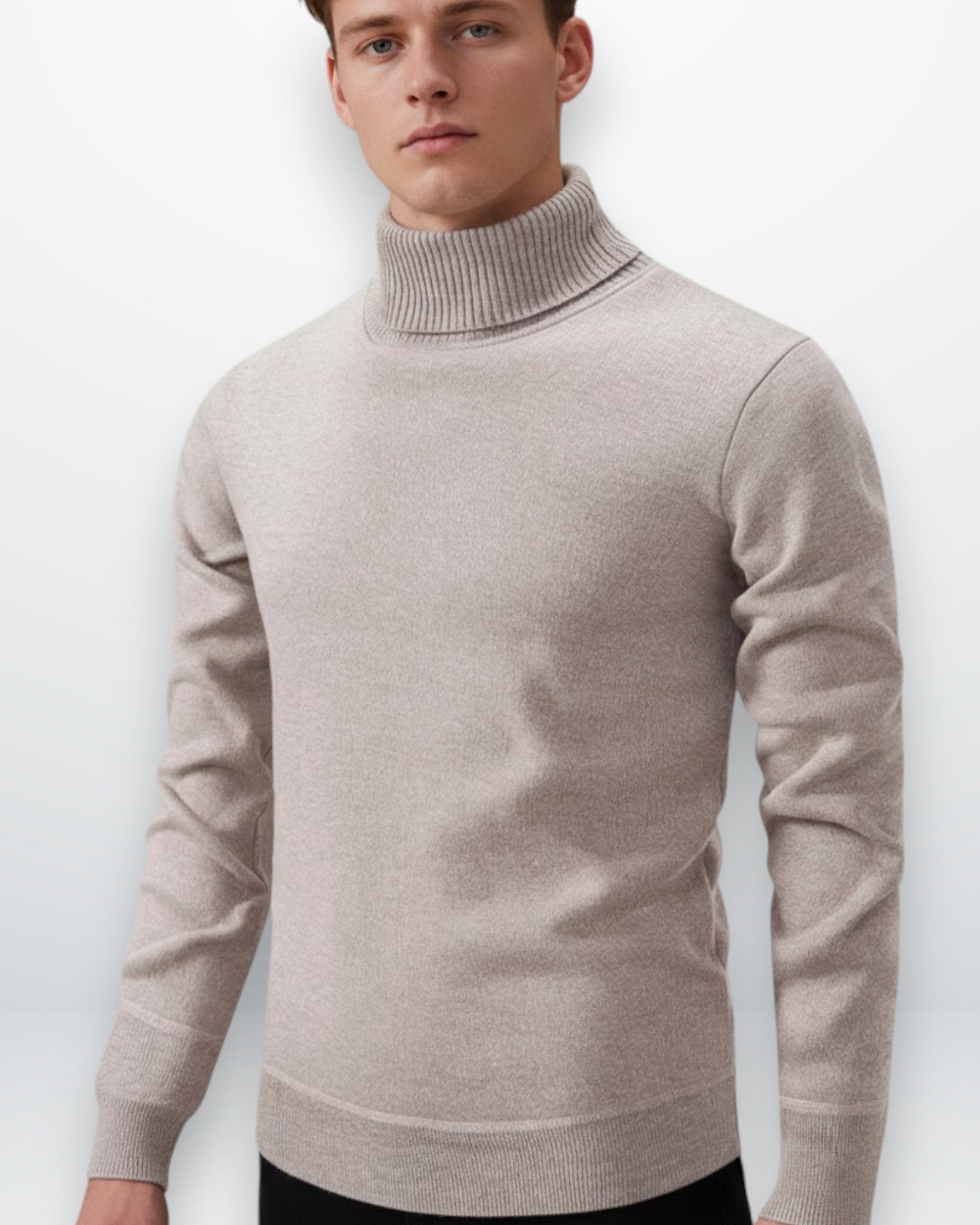 Rollkragen Strickpullover aus Baumwolle für Herren in schlichtem Design