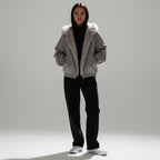 Unisex Kurzjacke mit Kunstfellkragen und elastischem Saum