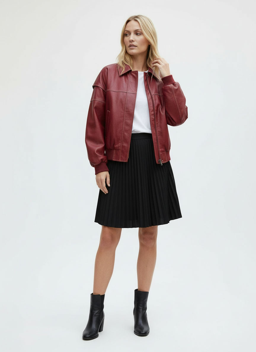 Pilotenjacke für Damen mit Coating und klassischem Kragen in Oversize Fit