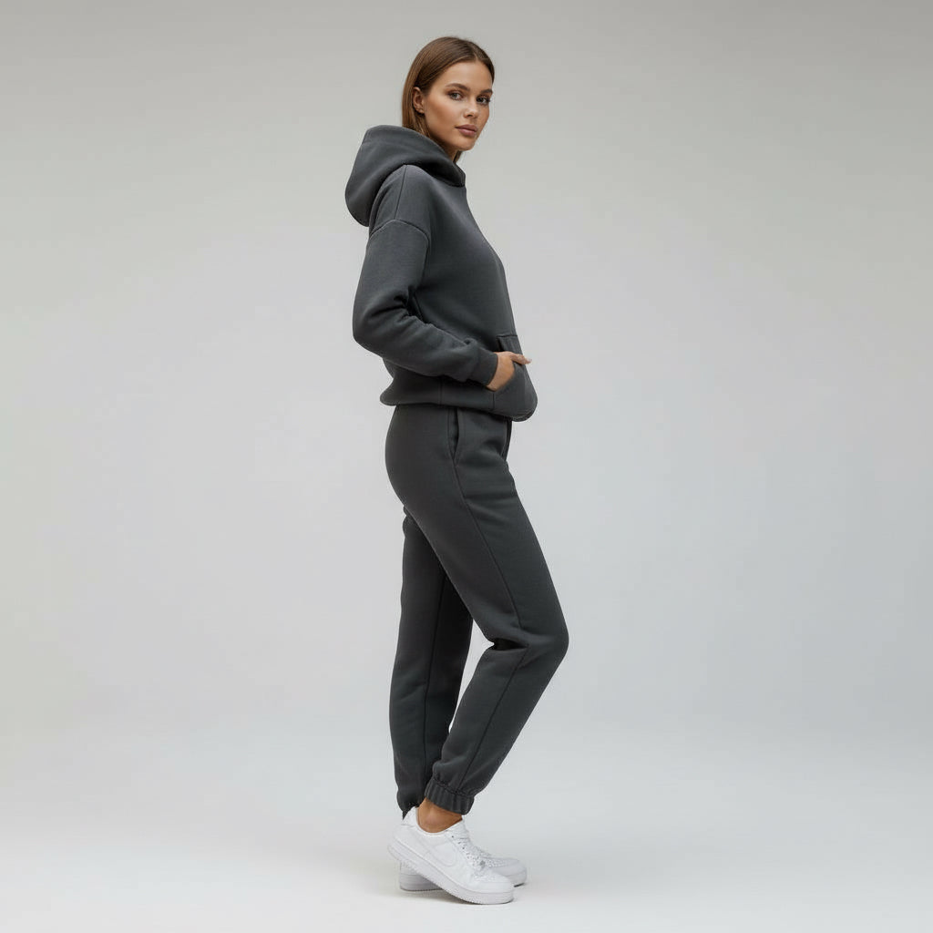 Oversized Loungewear Set für Damen mit Kapuzen Sweatshirt und Jogginghose