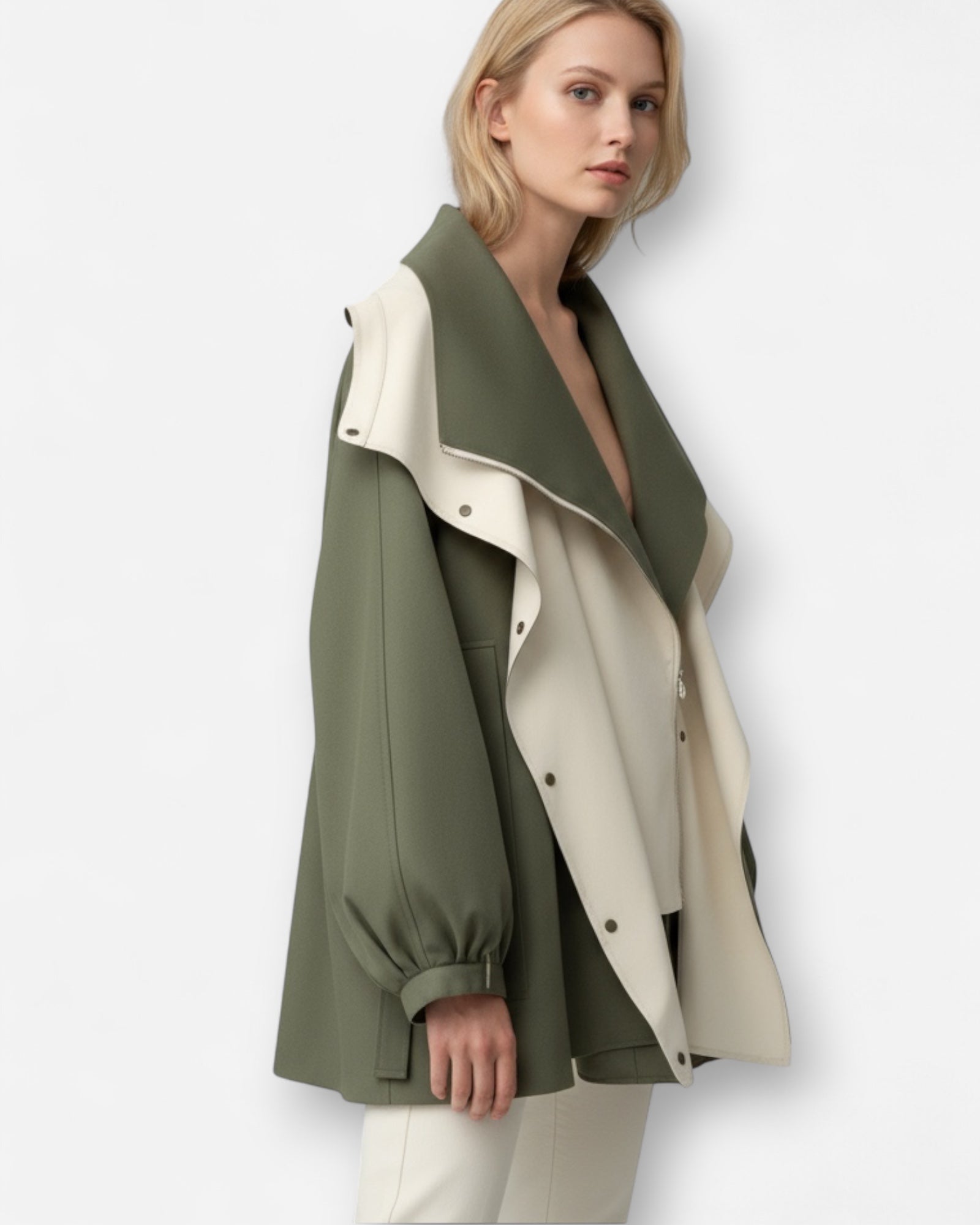 Mantel mit hohem mehrlagigem Kapuzenkragen für windige und regnerische Tage