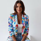 Damen Langblazer mit Blumenmuster
