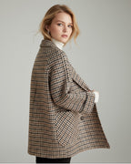 Zweireiher Blazermantel für Damen mit feinem Pied-de-Poule-Muster