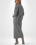 Ärmelloses Maxi Strickkleid mit Cropped Rollkragenpullover | Strickset für Damen