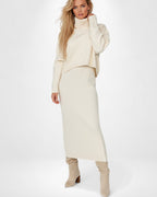 Ärmelloses Maxi Strickkleid mit Cropped Rollkragenpullover | Strickset für Damen