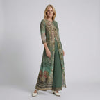 Weites Jumpsuit Set mit Rundhalsausschnitt und Langer Offener Tunika