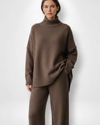 Einfarbiges Roolkragenpullover Strickset für Damen