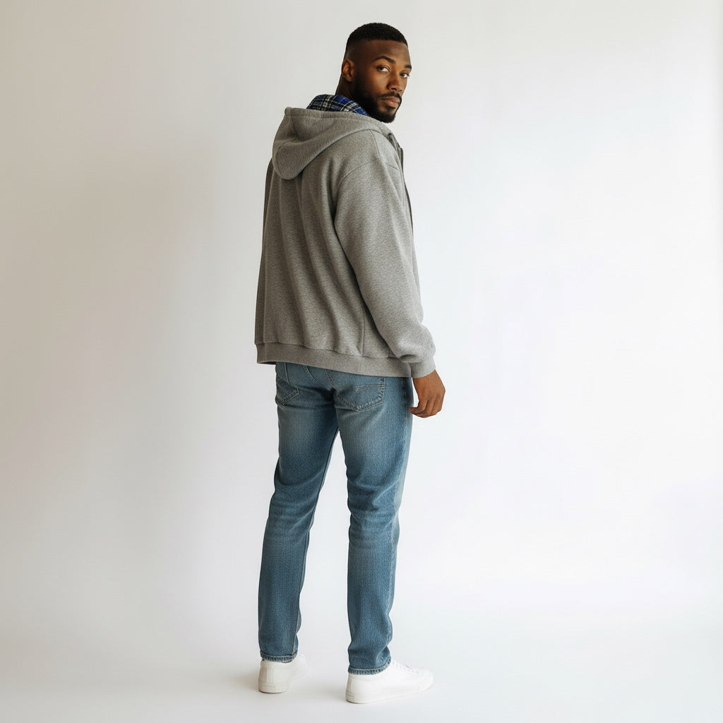 Oversized 2-in-1 Wende-Hoodie mit Karoseite