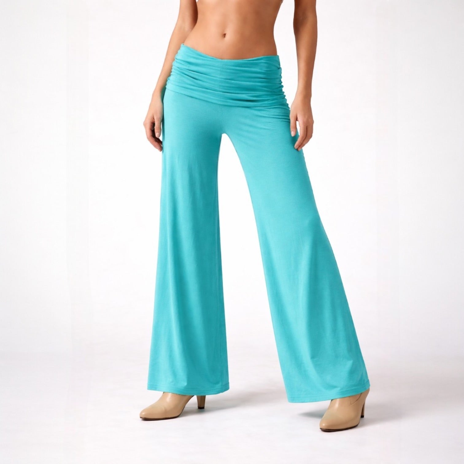 Damen Palazzo Hose im fließenden Schnitt mit drapiertem Bund