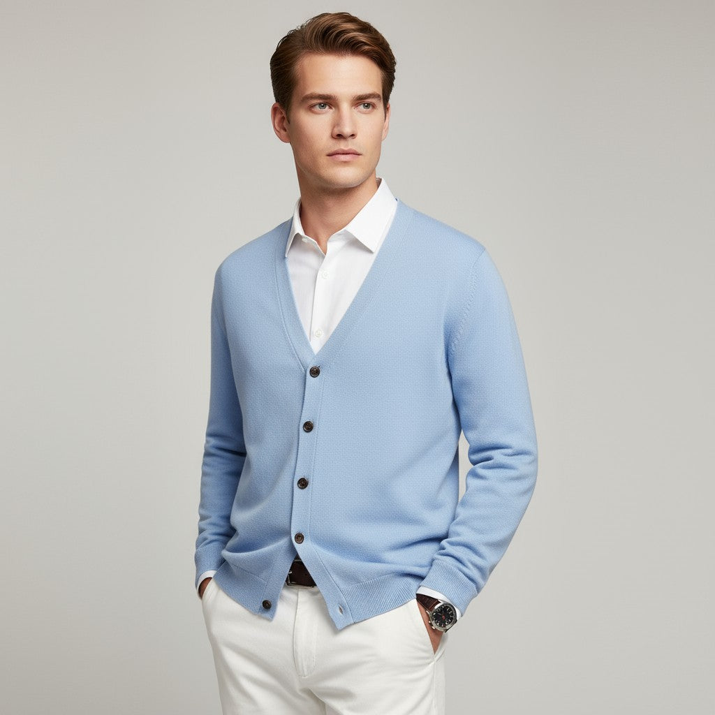 Klassischer Herren Knit Cardigan mit Knöpfen und V-Ausschnitt