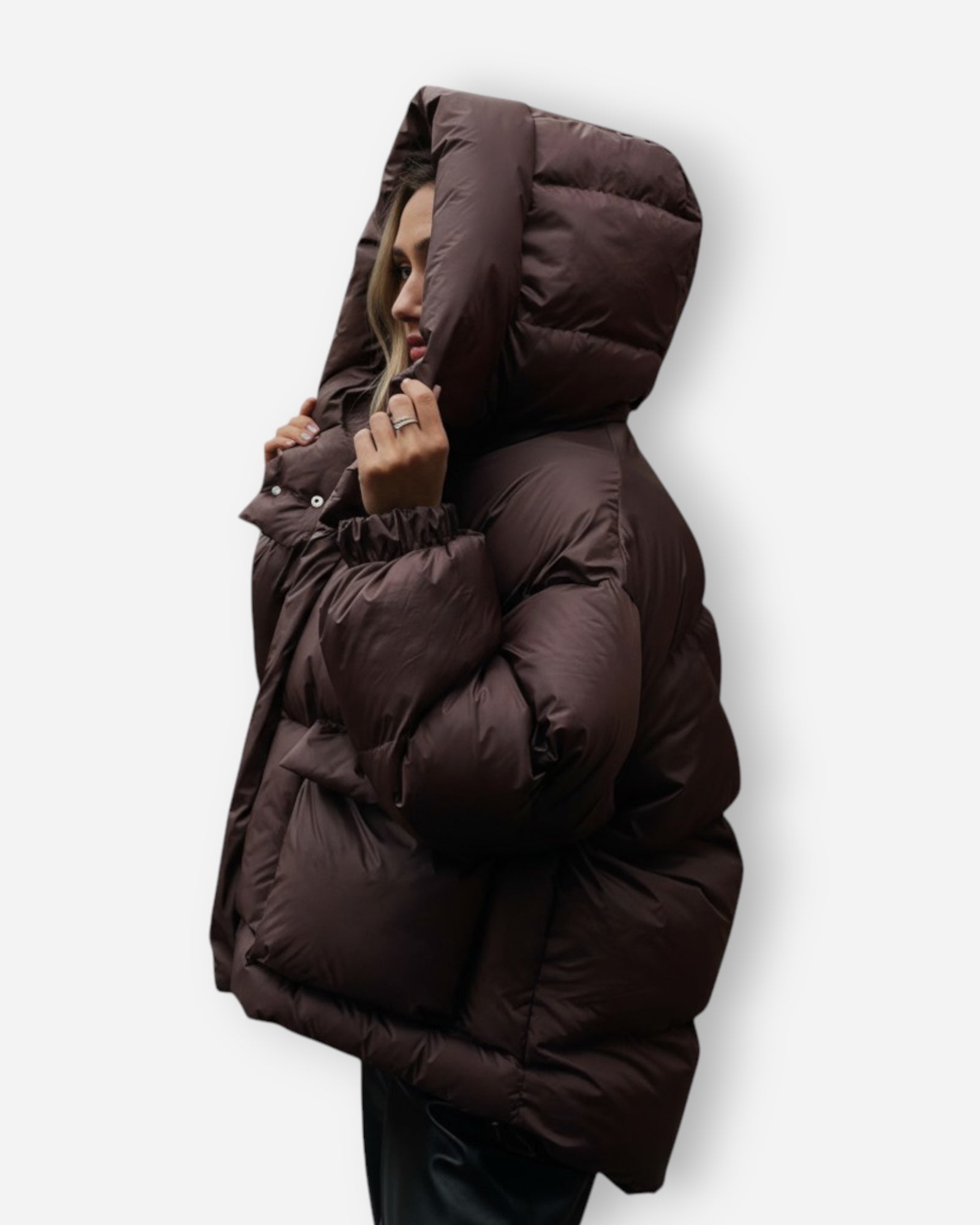 Gesteppte Damen Winterjacke mit großer Kapuze und verlängertem Saum hinten