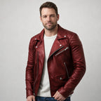Kurze Biker Jacke für Herren mit gesteppten Ärmeln und asymmetrischem Reißverschluss