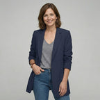 Oversize Longblazer für Damen mit großen Fronttaschen und Schulterpolstern