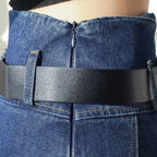 Faltenrock für Damen in A-Linie aus Jeans mit Gürtel Blau 4