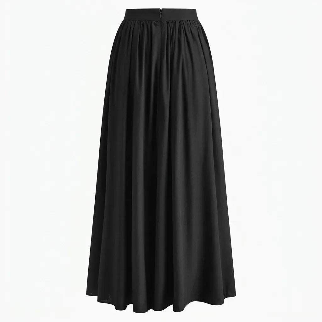 Faltenrock für Damen in ausgestellter Form aus Baumwolle im eleganten Stil Schwarz 1