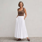 Faltenrock für Damen in ausgestellter Form aus Baumwolle im eleganten Stil Weiß 6