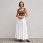 Faltenrock für Damen in ausgestellter Form aus Baumwolle im eleganten Stil Weiß 7