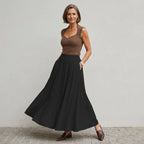 Faltenrock für Damen in ausgestellter Form aus Baumwolle im eleganten Stil Schwarz 8