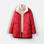 Leichte Damenjacke mit warmer Füllung und wellenförmiger Steppung - mittellang