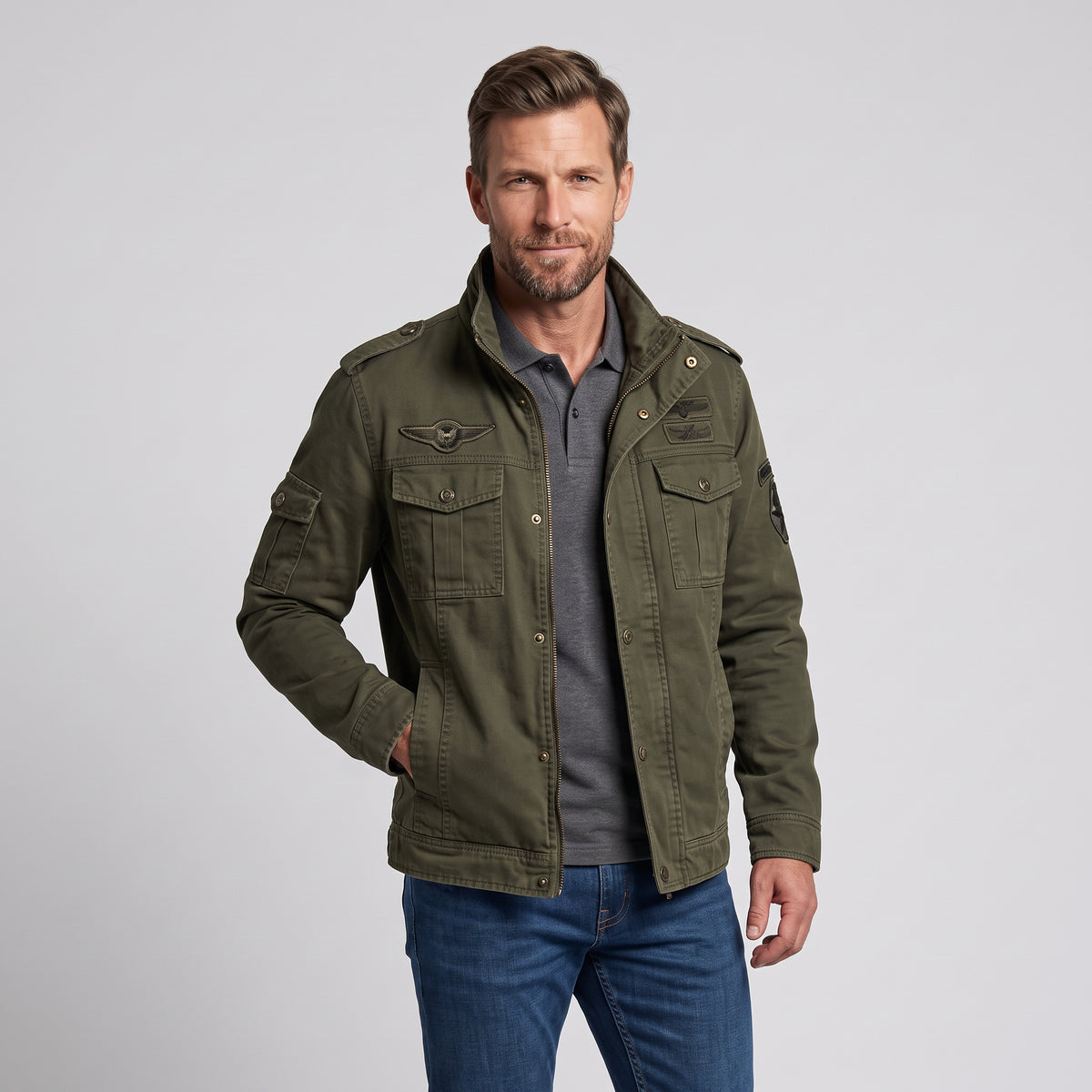 Feldjacke für Herren Baumwolle im Standard-Design Grün 7