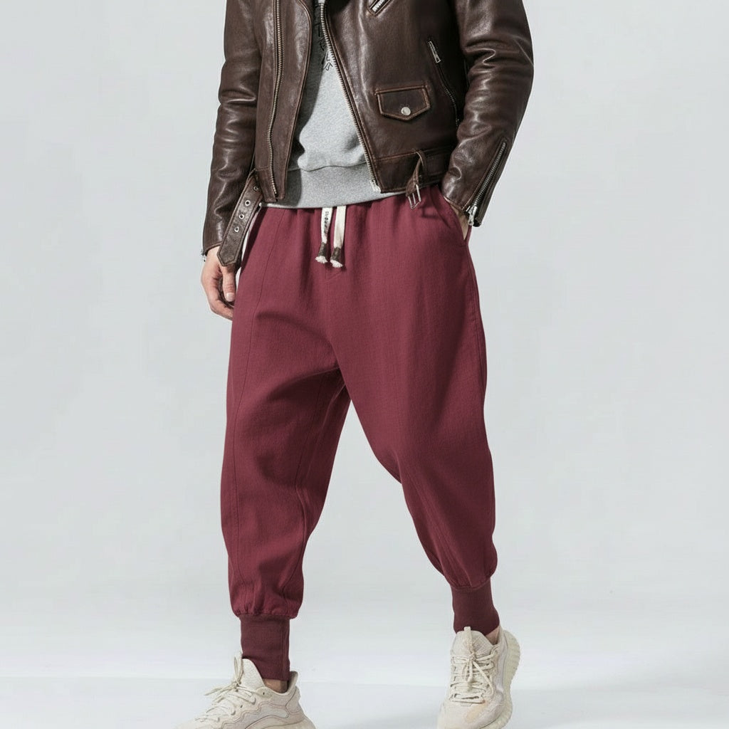 Weite Freizeithose für Herren mit hohen Bündchen und Kordelzug