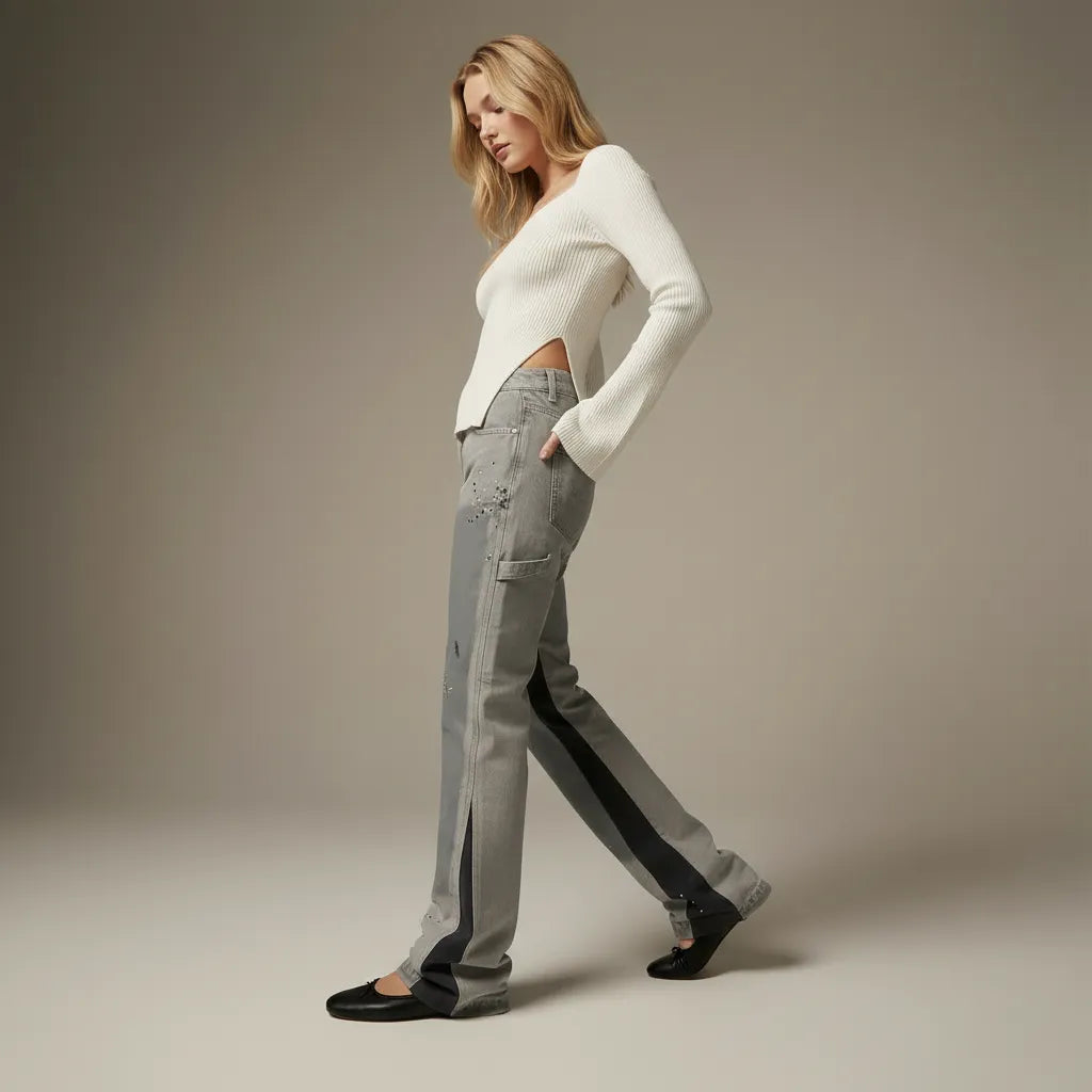 Schlaghose für Damen aus Denim im Carpetener-Stil