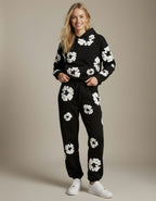 Jogginganzug für Damen mit Kapuzenpullover und Allover-Blumenprint