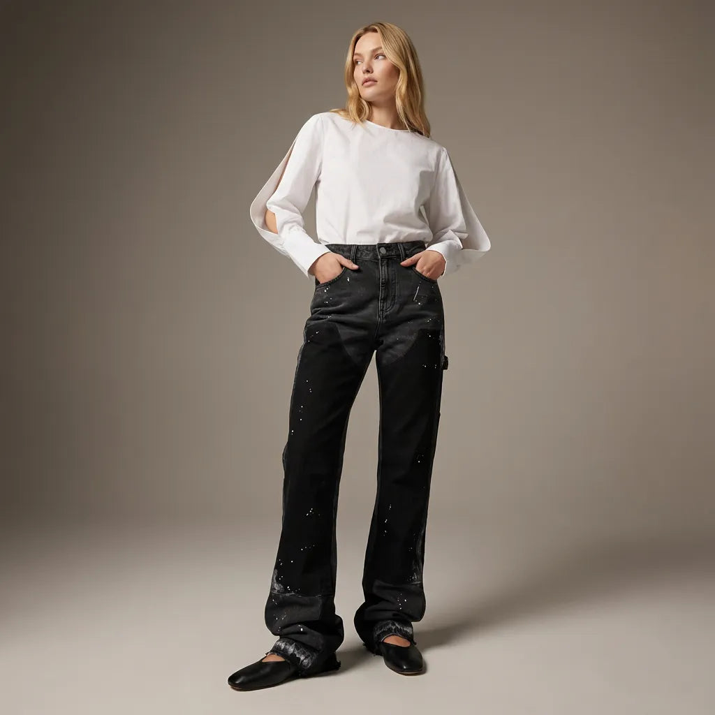 Schlaghose für Damen aus Denim im Carpetener-Stil