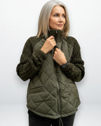 Stepp Strickjacke für Damen mit geripptem Kragen