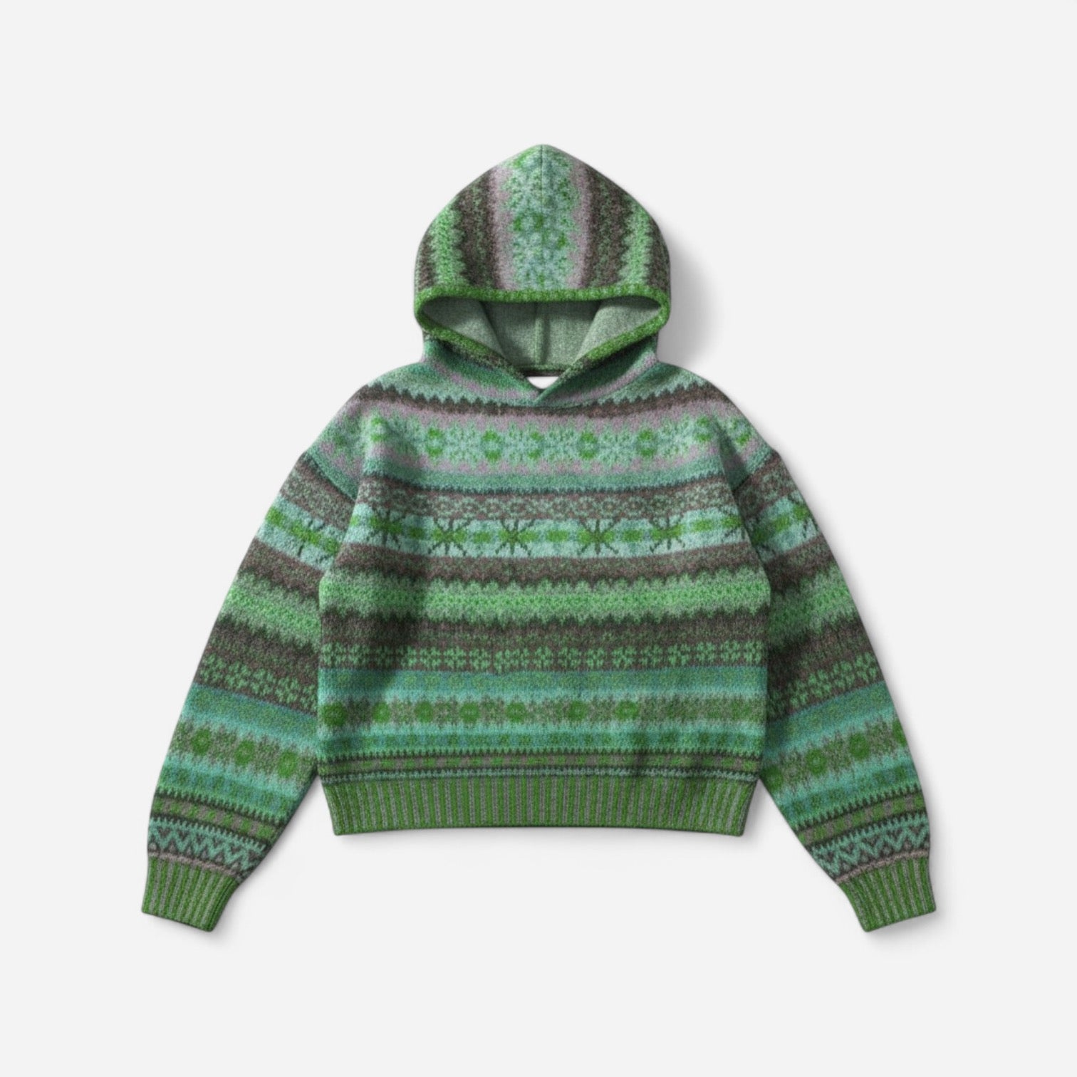 Damenpullover mit Kapuze im Norweger-Muster